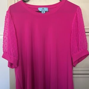 CeCe Pink Puff-Sleeve Knit Top